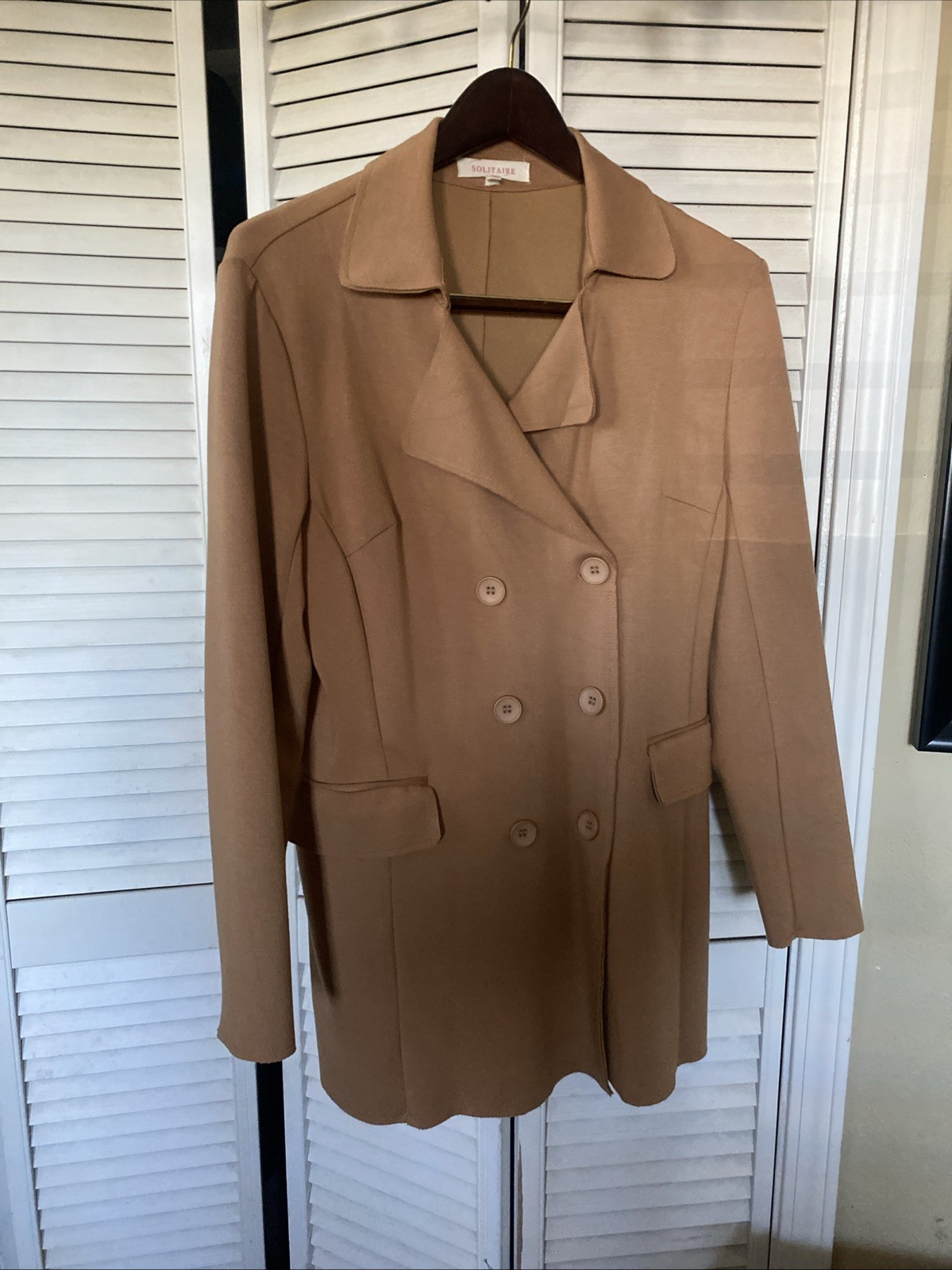 Solitaire Camel Double Breasted Jacket Blazer Coa… - image 1