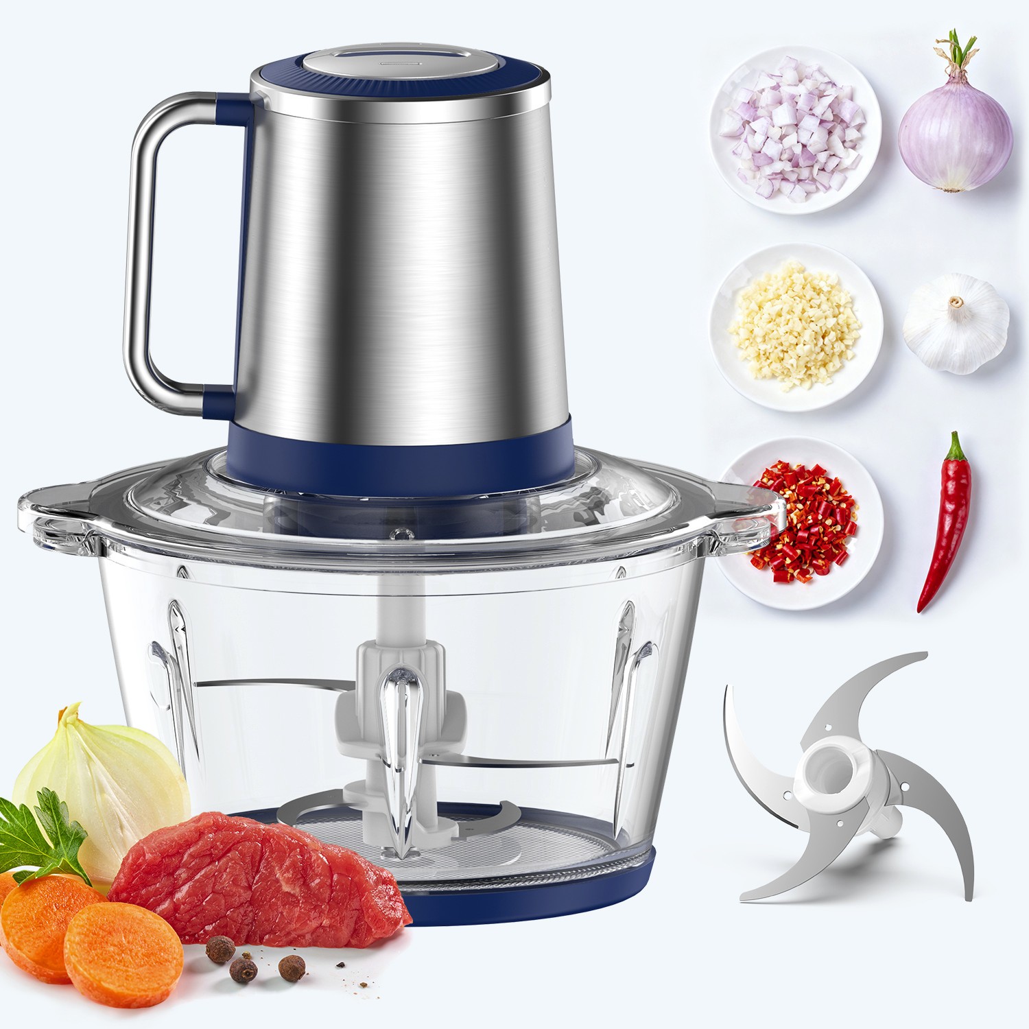 2L Electric Meat Grinder Food Processor Fruits Blender Veg Chopper Sausage Maker