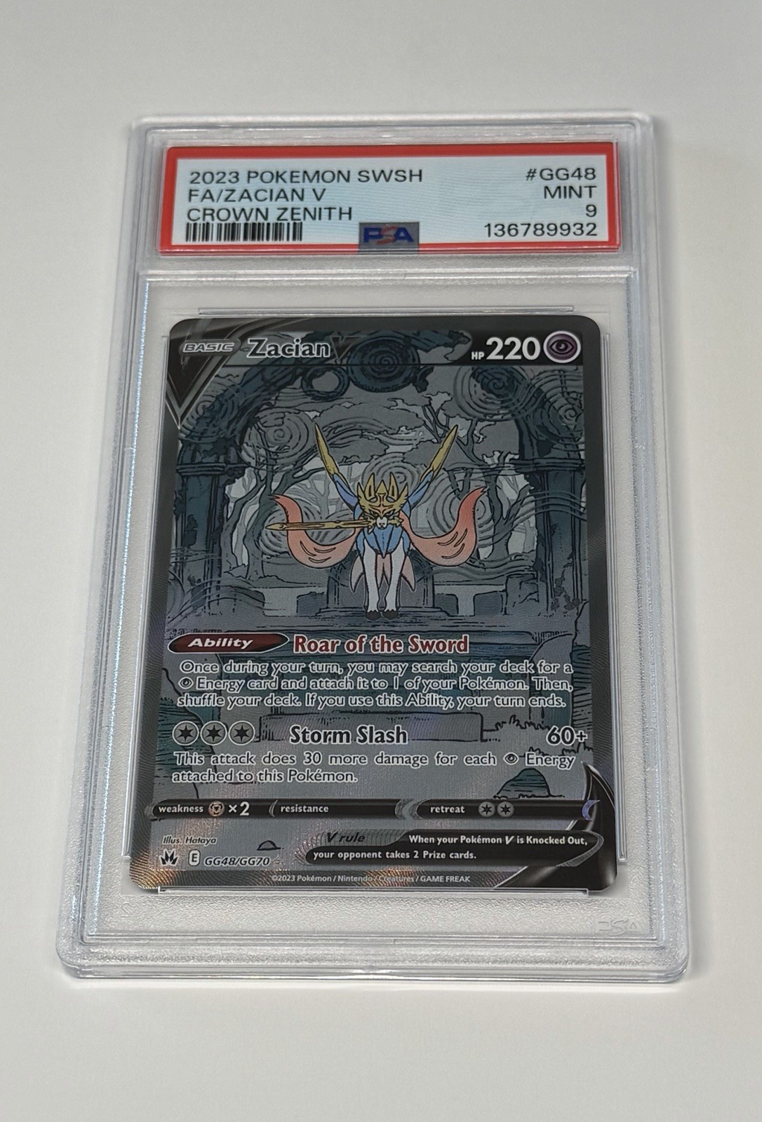 Pokemon 2023 Crown Zenith Galarian Gallery Zacian V GG48/GG70 FA Holo PSA 9