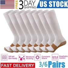 Copper Infused Compression Socks 20-30mmHg Pain Relief Mens Womens S/M-L/XXL Lot
