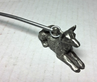 S & A Pewter German Shephard dog Candle Snuffer vintage RARE Bone  new  USA