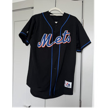 Majestic New York Mets Lo Duca #16 Black Blue MLB Baseball Jersey Size M