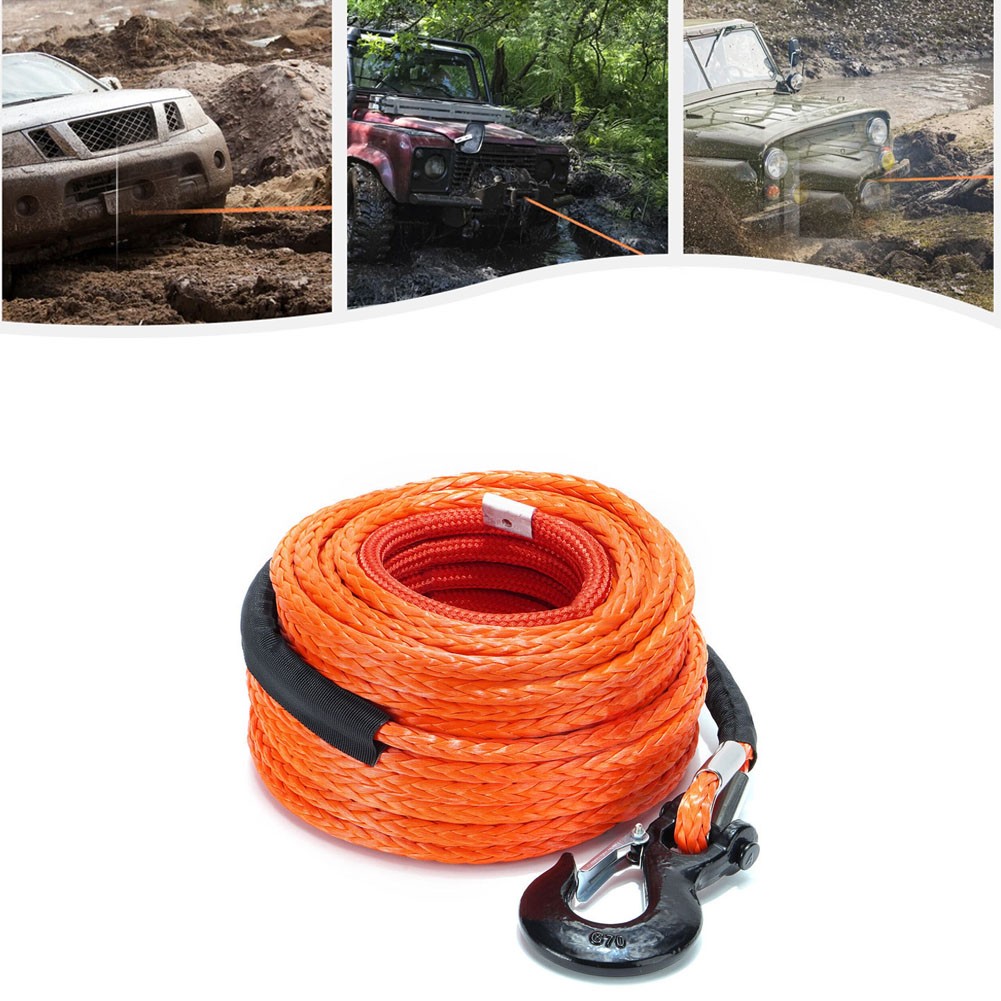SPARKWHIZ 1/2"x100ft 32000lbs Synthetic Winch Line Rope Cable Kit For SUV UTV US