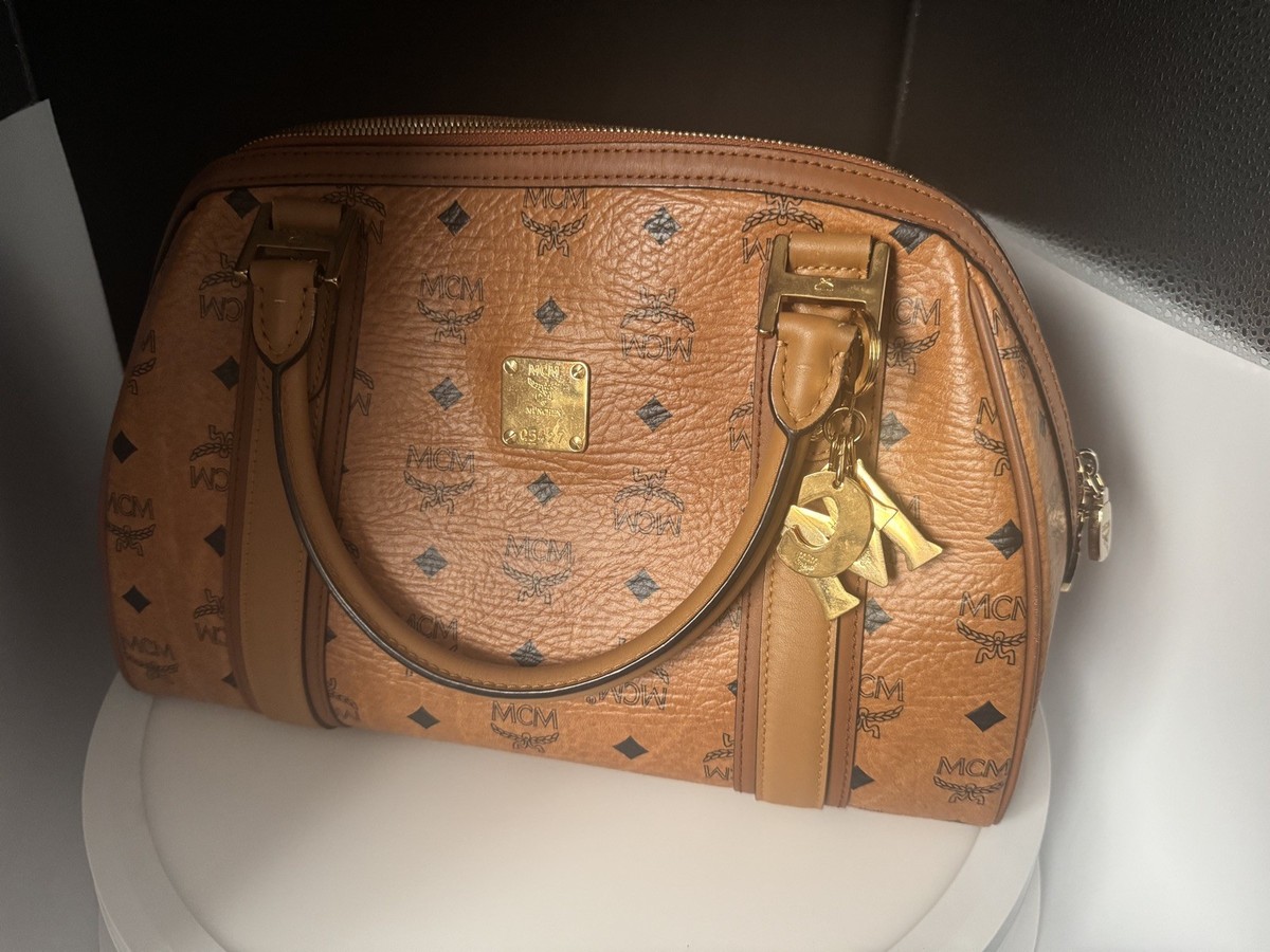 Authentic MCM Munchen Brown Leather Large Hand Bag 05427 | eBay