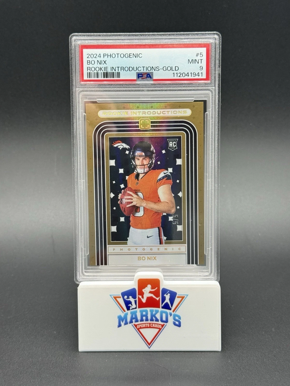 Bo Nix Panini Photogenic Rookie Introductions #5 Gold