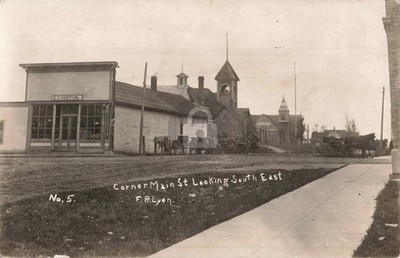 Street View Corner Main St. Looking S., Remus MI RPPC Photo Postcard COPY
