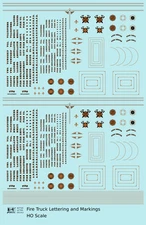 K4 HO 1:87 Scale Decals Fire Engine Truck Markings Bronze, Silver and Black
