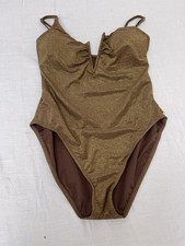 Vince Camuto Metallic V-Wire One-Piece Swimsuit Women's size 10