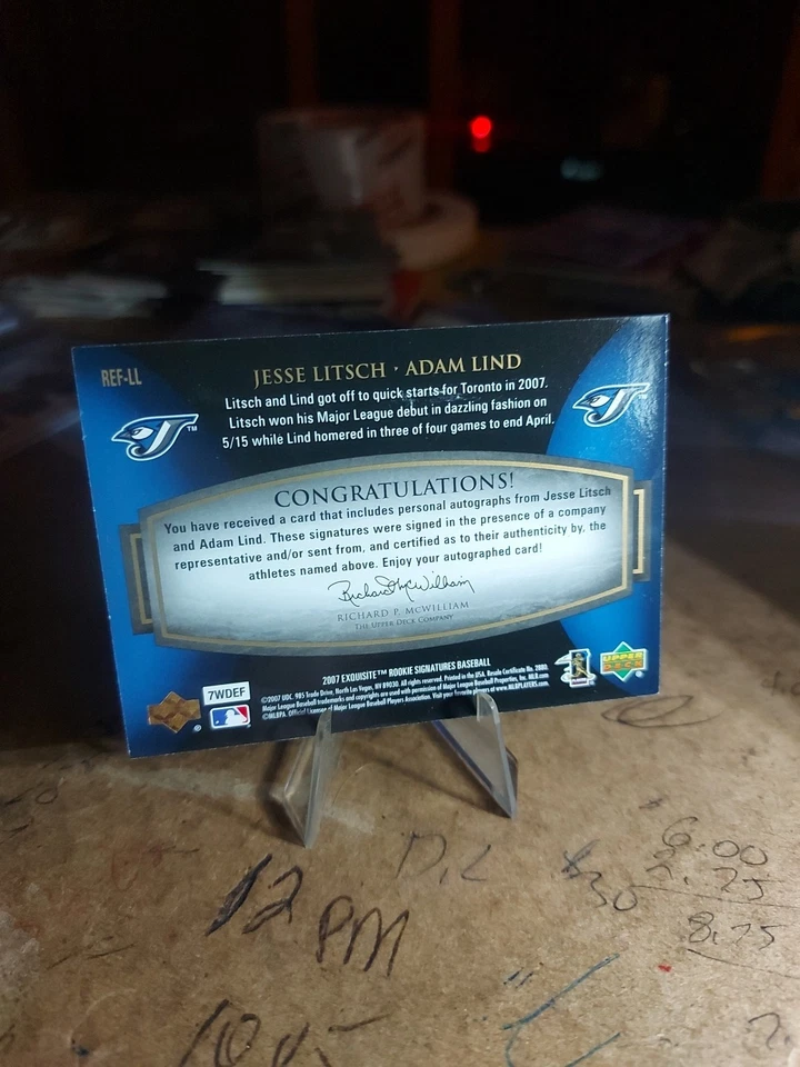 2007 Изысканный дебютант подписи 08/40 Адам Линд Джесси Лич автограф - Изображение 2 из 2