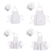 2 Pcs Cute Baby Chef Apron and HatWhite Cook Photos Infant Kids Costume Photo