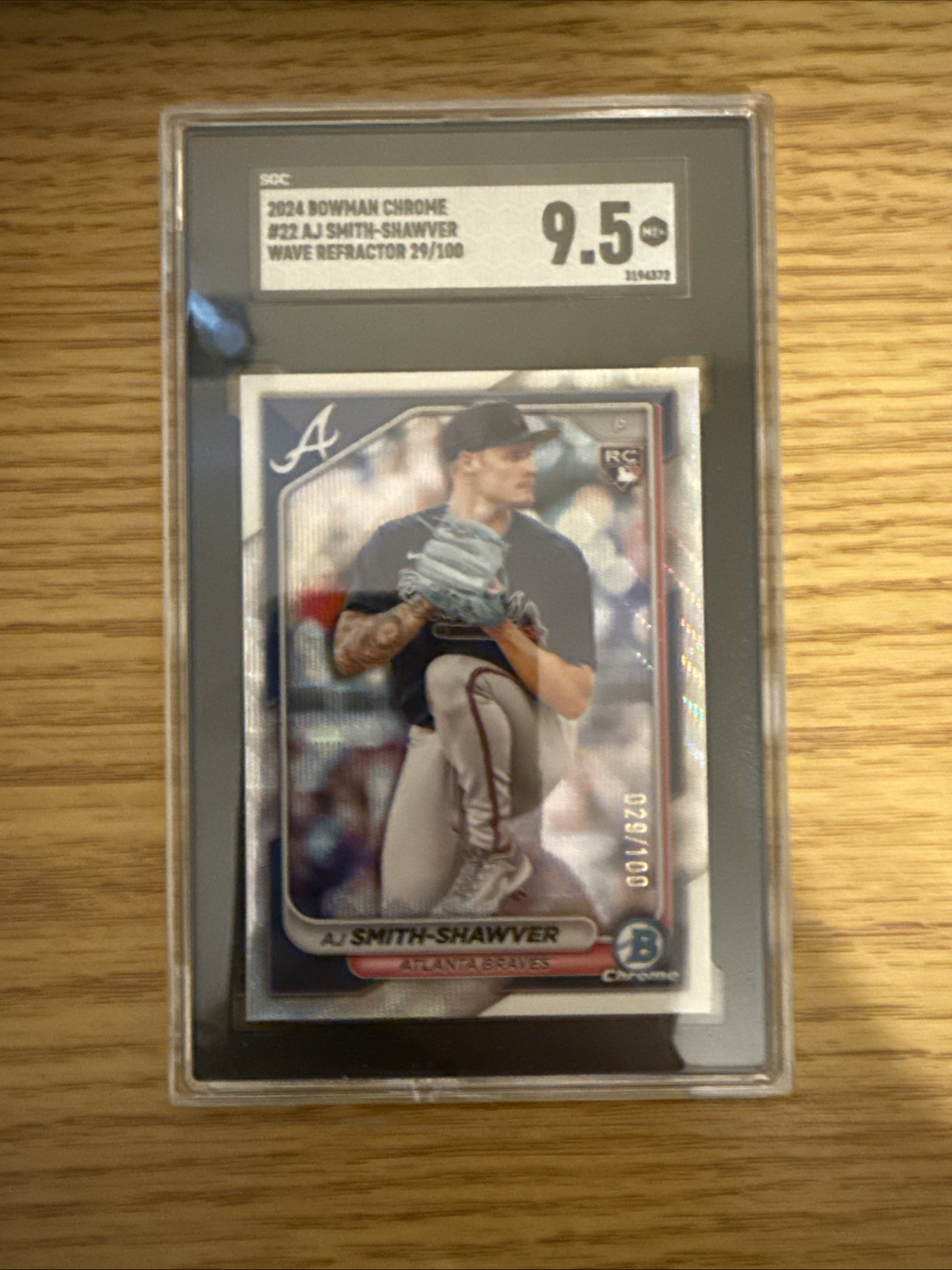 SCG 9.5 2024 Bowman Chrome AJ Smith-Shawver 22 RC Wave Refractor /100
