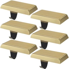 6PCS Copper Christmas Stocking Holder Metal Hangers for Holiday Xmas Fireplace