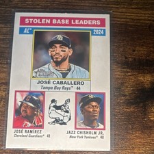 Topps Heritage 2024 Stolen Base Leaders AL #198 Caballero Ramírez Chisholm Jr.