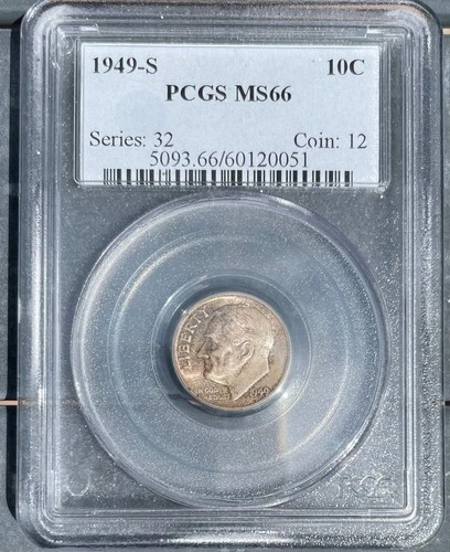 1949 S Roosevelt Silver Dime PCGS MS66   FREE SHIPPING