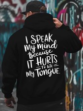 Men's Oversized Plush Hooded Sweatshirt - Winter Warm Lettering Print Hoodie,