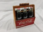 Vintage COCA COLA  WINGS DESIGN 6 BOTTLE CARRIER CADDY WOODEN CRATE