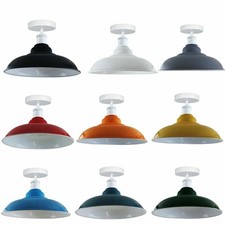 Image of Industrial Flush Mount Ceiling Light Metal Shade Vintage Ceiling Retro Lamp UK