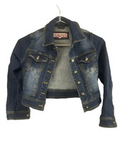 Urban Republic Girls Small 7/8 Dark Blue Stretch Jean Jacket 4 Pockets NWT