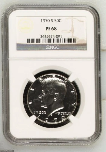 1970 S Silver Clad Proof Kennedy Half Dollar 50c Coin NGC Certified PF68