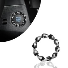 Crystal Rhinestone Car Engine Stop Decoration Ring, Shiny 1 PC Water Drop Black