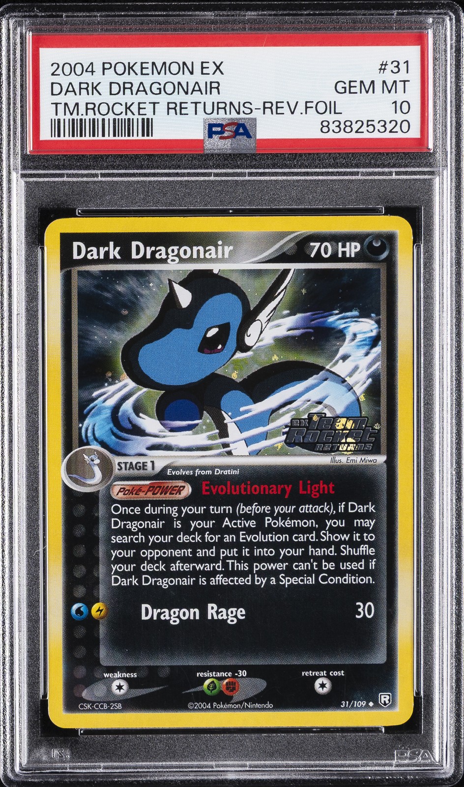 2004 POKEMON EX TEAM ROCKET RETURNS #31 DARK DRAGONAIR-REVERSE FOIL PSA 10