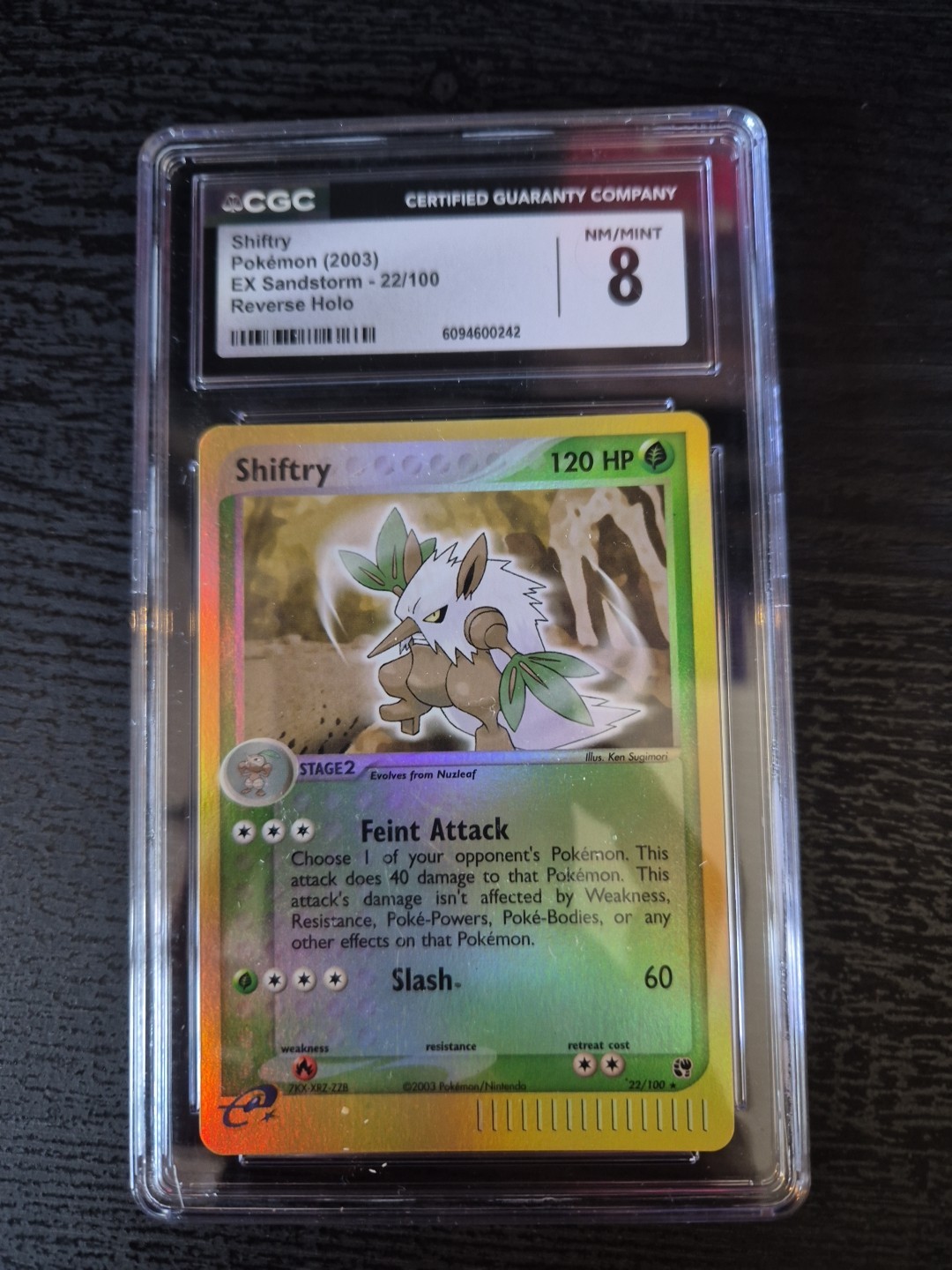 Shiftry Pokémon 2003 Ex Sandstorm 22/100 Reverse Holo Grade CGC 8 NM/MINT