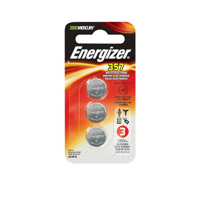Energizer 357 Zero Mercury Silver Oxide Batteries 3 Pk