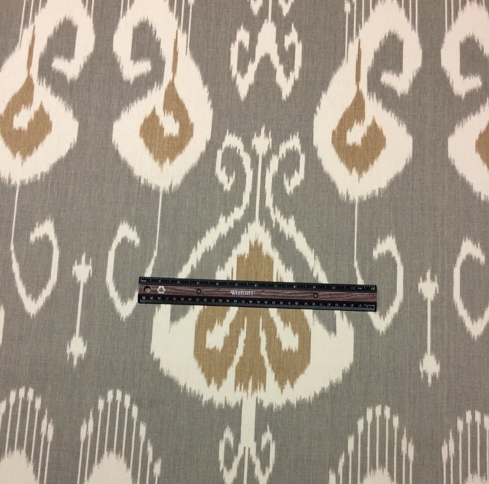 KRAVET BANSURI GRIS PIZARRA IKAT 100% LINO MULTIUSO TELA DE DISEÑO POR YARDA 54"W Foto 4 de 4