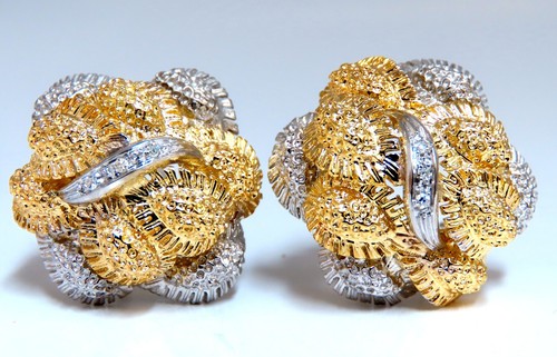 Fern Floral Puff Cluster Diamond Clip Earrings 14kt - Picture 1 of 7