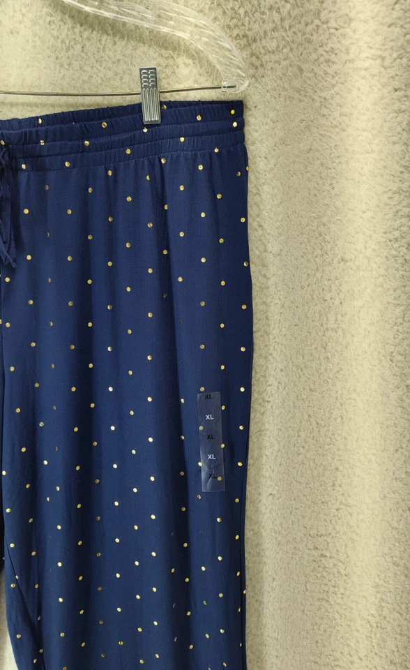 Pijama Charter Club Mujer Pantalones Extra Grandes Azul Dorado Lunares Poli Cordón Foto 3 de 4
