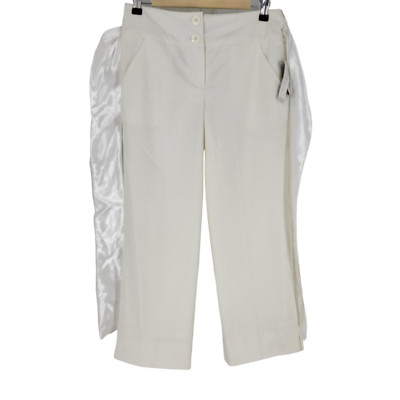 LARRY LEVINE White Stretch Fully Lined Capri Pants SZ 6 With Satin Belt