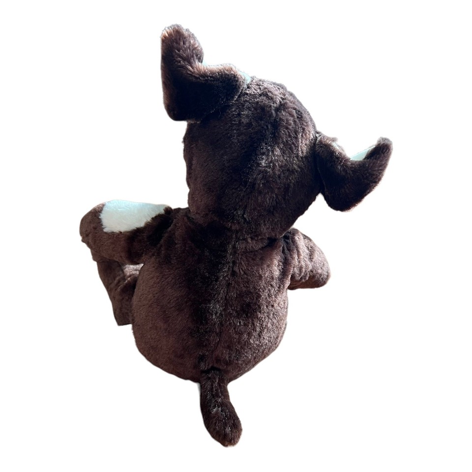 Build A Bear Puppy Dog Plush Dark Brown Stuffed Animal White Spot Eye