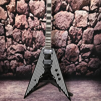 Factory Custom electric guitar flying V white and black line Good sound quality