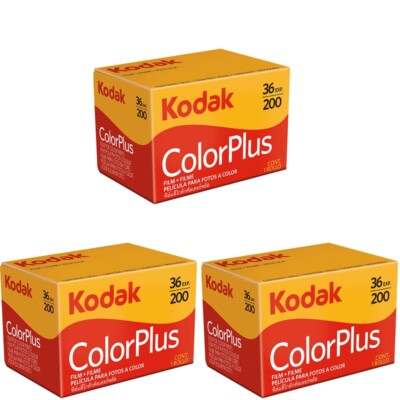 3 Rolls Kodak ColorPlus 200 Color Negative 35mm Film, 36 Exposure