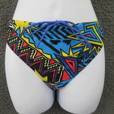 TYR Womens Bikini Swim Bottom Multicolor Abstract Adjustable Whaam 14/16 New