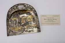 Wisconsin Dells Pine Grove Hotel Photo Card Silver Gold Plate Metal Crumb Tray