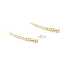 14K Gold 0.40 CT VS/F-G Diamond 26 mm Long Ear Clamp Earrings - The Jewelz