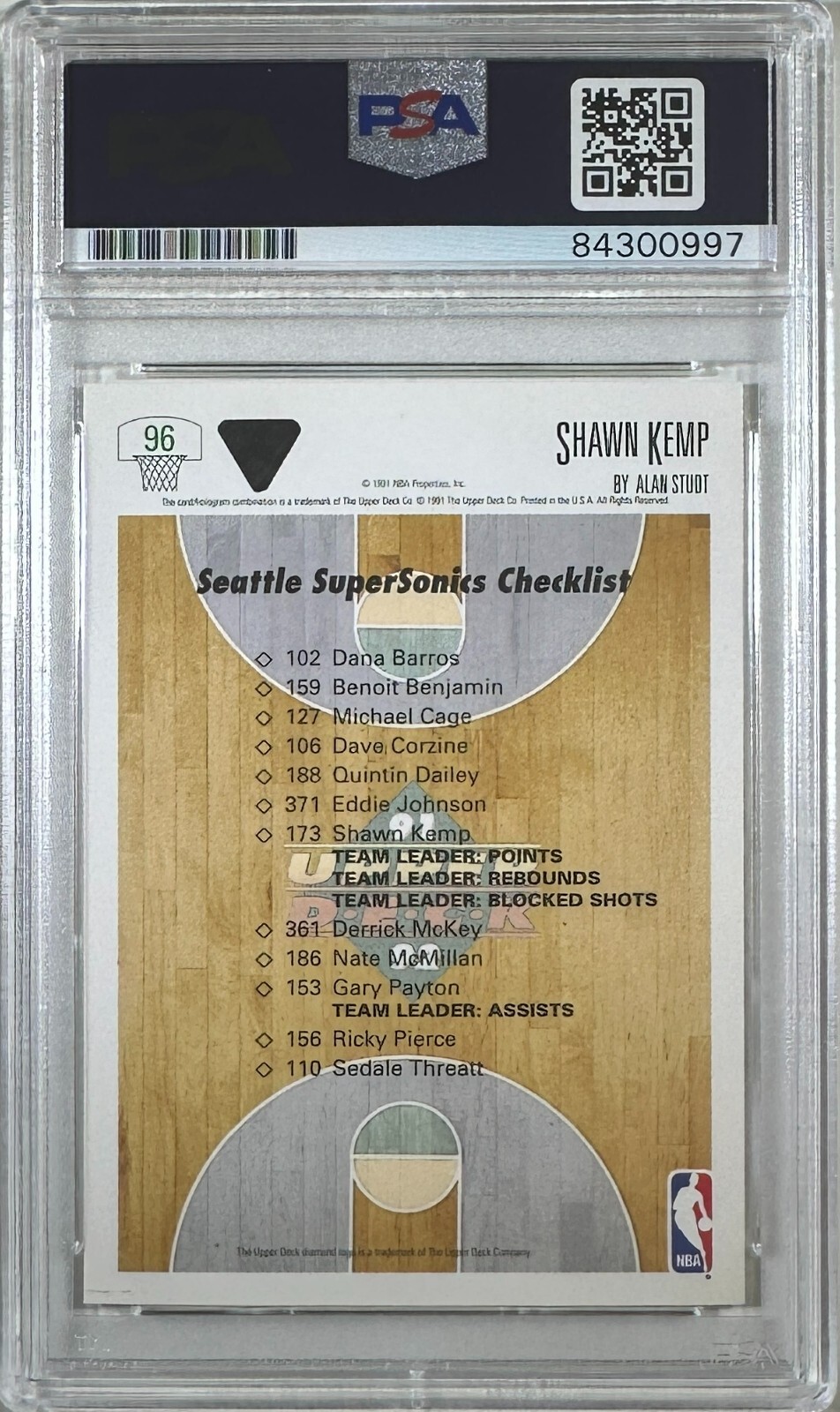 Shawn Kemp auto signed Upper Deck 1991 card 96 Cleveland Cavaliers PSA