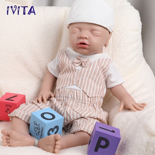 Popular 18'' Sleeping Baby Boy Full Body Silicone Reborn Baby Doll Xmas Gift - Picture 11 of 12