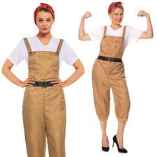 WW2 40s Land Girl Womens Army World War 2 Fancy Dress Costume Size UK 8 - 22