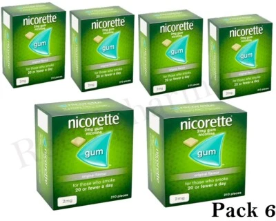 Nicorette Chewing Gum Originale 2mg Quantità 210 x 6 Scatole Scadenza-2027