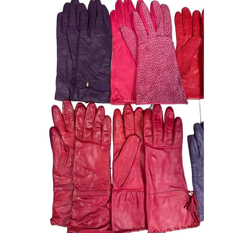 GUANTES de cuero italiano Alpo de colección cachemir para mujer 6,5/7,5 años 80 púrpura rosa rojo 8 PR Foto 2 de 4