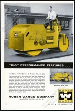 1957 Huber Warco 3-5 ton Tandem road roller photo vintage trade print ad