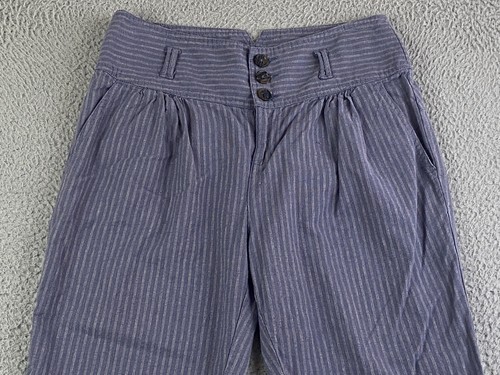 SUNDANCE Size 4 Pants Gray Pinstripe Amelia Linen Blend Boho Retro EXC - Picture 3 of 11