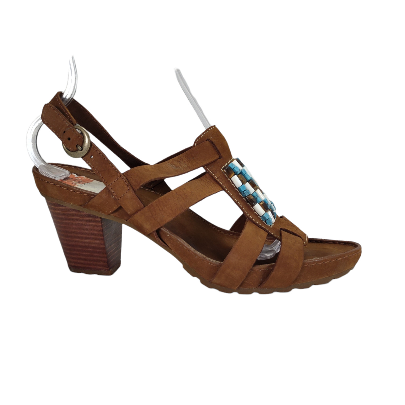 Timberland Lug Sole Sandals Size 11W Brown Suede Bead… Gem