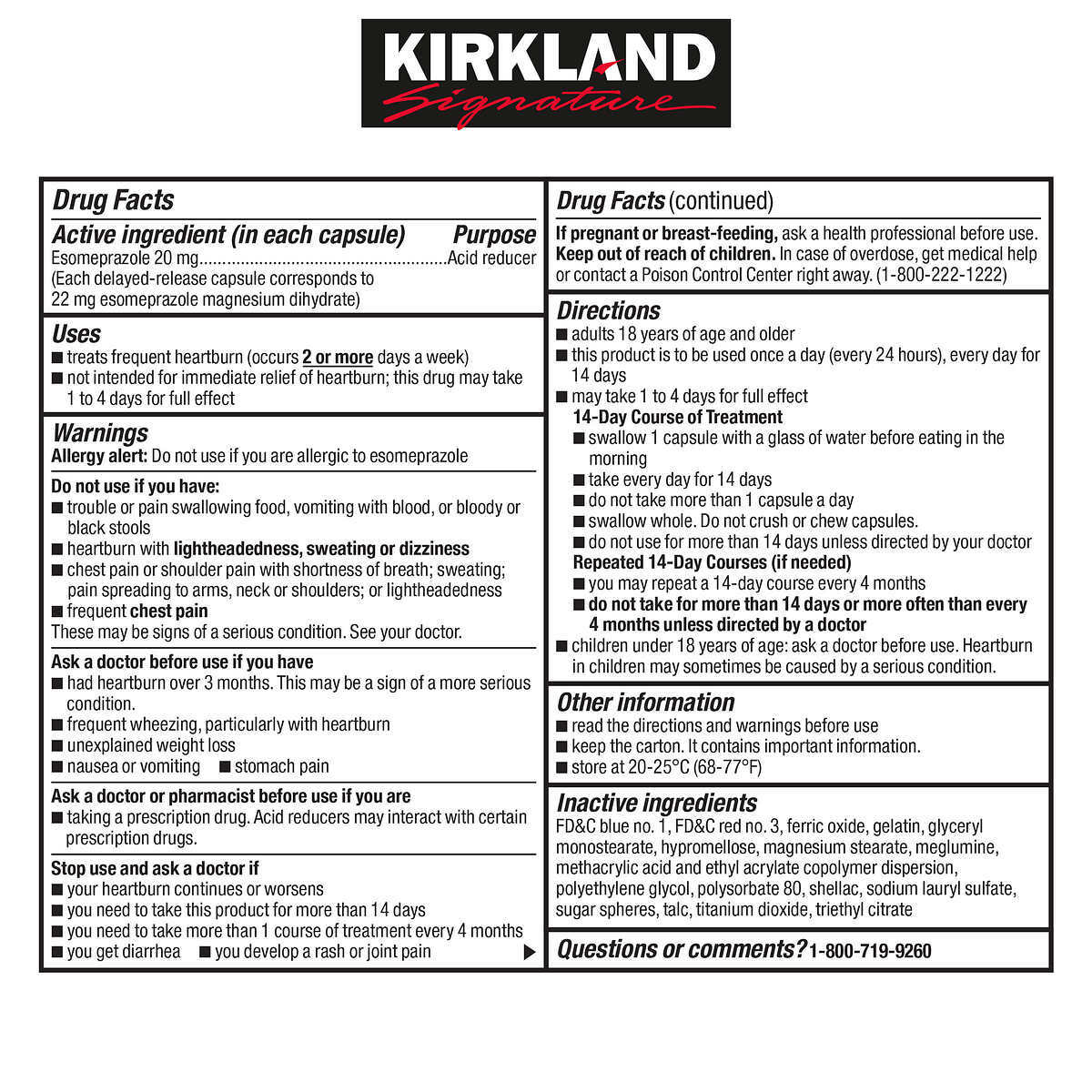 Kirkland Esomeprazole Magnesium 20mg Acid Reducer Generic Nexium 42ct
