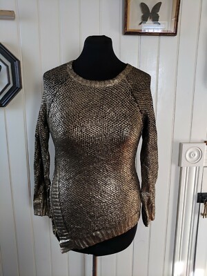 Pull Romeo & Juliet Couture Noir à Feuille Dorée - Fermeture Éclair, Taille XS | Neuf Avec Étiquettes