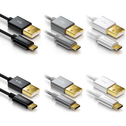 USB Ladekabel Nylon USB-C micro USB Metallstecker USB Kabel Handy Smartphone