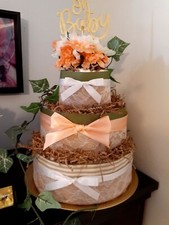 3 Tier Princess Peach Baby Girl Diaper Cake Baby Shower Centerpiece