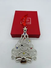 Lenox Sparkle And Scroll Multi-Crystal Tree Silverplate Christmas Ornament